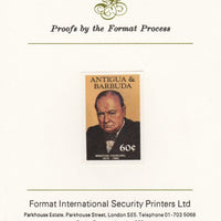 Antigua 1984 Famous People 60c (Churchill) imperf proof mounted on Format International proof card as SG 888
