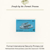Dominica 1983 Manned Flight 45c (Mayo-Mercury Seaplane composite) imperf proof mounted on Format International proof card as SG 853