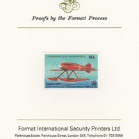 Dominica 1983 Manned Flight 60c (Macchi M39 Seaplane) imperf proof mounted on Format International proof card as SG 854