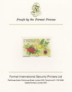 St Vincent - Grenadines 1985 Fruits & Blossoms 30c (Passion Fruit) imperf proof mounted on Format International proof card as SG 398
