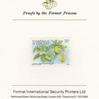 St Vincent - Grenadines 1985 Fruits & Blossoms 75c (Guava) imperf proof mounted on Format International proof card as SG 399