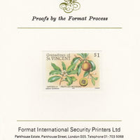 St Vincent - Grenadines 1985 Fruits & Blossoms $1 (Sapodilla) imperf proof mounted on Format International proof card as SG 400