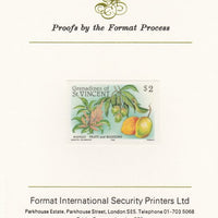 St Vincent - Grenadines 1985 Fruits & Blossoms $2 (Mango) imperf proof mounted on Format International proof card as SG 401