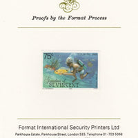 St Vincent - Grenadines 1985 Tourism Watersports 75c (Scuba Diving) imperf proof mounted on Format International proof card as SG 388