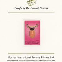 Zambia 1981 Musical Instruments 28n (Ilimba) imperf proof mounted on Format International proof card as SG 358
