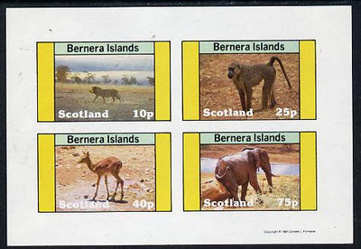 Bernera 1981 Animals (Lion, Monley, Deer & Elephant) imperf,set of 4 values (10p to 75p) unmounted mint