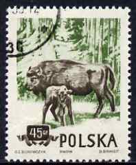 Poland 1954 European Bison 45g cto used from Protected Animals set, SG 900