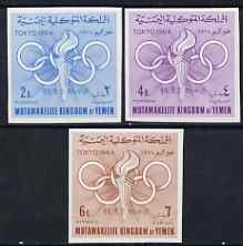 Yemen - Royalist 1964 Tokyo Olympic Games unmounted mint IMPERF set of 3 ,,as SG R52-54, Mi 72-74B