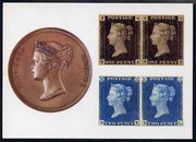 Postcard - William Wyon Medal, 1d black & 2d blue PPC produced by National Postal Museum unused and fine