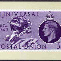 Postcard - UPU Display - Great Britain UPU 3d stamp of 1949 PPC produced by National Postal Museum unused and fine