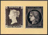 Postcard - Stamp Exhibitions - 1d black & French 20c Ceres PPC produced by National Postal Museum unused and fine
