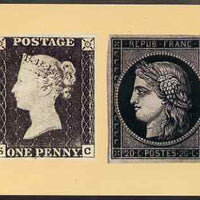 Postcard - Stamp Exhibitions - 1d black & French 20c Ceres PPC produced by National Postal Museum unused and fine