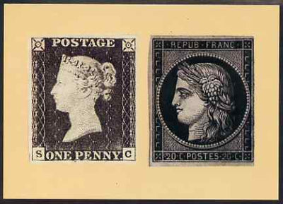 Postcard - Stamp Exhibitions - 1d black & French 20c Ceres PPC produced by National Postal Museum unused and fine