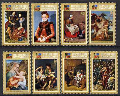 Rwanda 1973 IBRA Stamp Exhibition - Famous Paintings perf set of 8 unmounted mint, SG 535-42