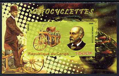 Congo 2009 Motorcycles & Gottlieb Daimler imperf m/sheet unmounted mint