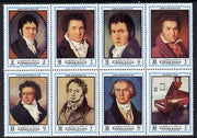 Ajman 1972 Beethoven (Paintings) perf set of 8 (Mi 1336-43A) unmounted mint