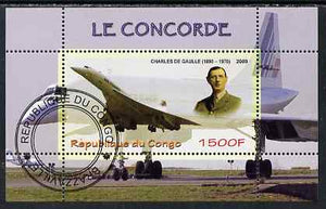 Congo 2009 Concorde & General De Gaulle perf m/sheet fine cto used