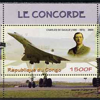 Congo 2009 Concorde & General De Gaulle perf m/sheet unmounted mint