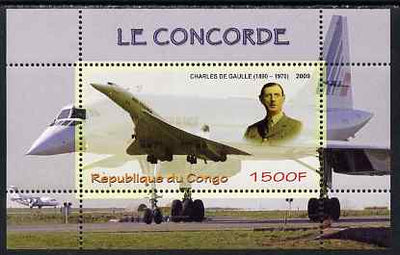 Congo 2009 Concorde & General De Gaulle perf m/sheet unmounted mint