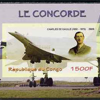 Congo 2009 Concorde & General De Gaulle imperf m/sheet unmounted mint