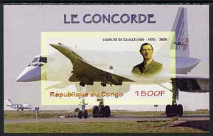 Congo 2009 Concorde & General De Gaulle imperf m/sheet unmounted mint