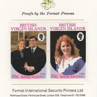 British Virgin Islands 1986 Royal Wedding (Andrew & Fergie) 35c imperf se-tenant proof pair mounted on Format International proof card as SG 605a