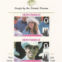 Montserrat 1986 Royal Wedding (Andrew & Fergie) $2 imperf se-tenant proof pair mounted on Format International proof card as SG 693a