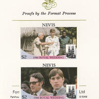 Nevis 1986 Royal Wedding (Andrew & Fergie) 60c imperf se-tenant proof pair mounted on Format International proof card as SG 454a