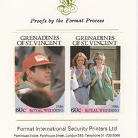 St Vincent - Grenadines 1986 Royal Wedding (Andrew & Fergie) 60c imperf se-tenant proof pair mounted on Format International proof card as SG 486a