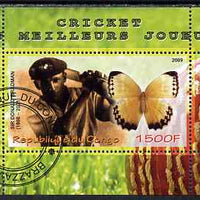 Congo 2009 Sir Donald Bradman & Butterfly perf m/sheet fine cto used