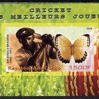Congo 2009 Sir Donald Bradman & Butterfly imperf m/sheet unmounted mint