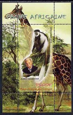 Congo 2009 Albert Schweitzer & African Fauna perf m/sheet unmounted mint