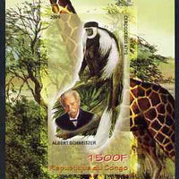 Congo 2009 Albert Schweitzer & African Fauna imperf m/sheet unmounted mint