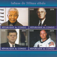 Congo 2018 Icons of the 20th Century #2 (Mandela, Roosevely, Kennedy & Neil Armstrong) perf sheetlet containing 4 values unmounted mint. Note this item is privately produced and is offered purely on its thematic appeal.