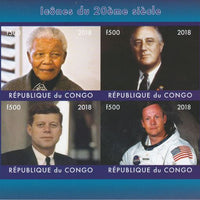 Congo 2018 Icons of the 20th Century #2 (Mandela, Roosevely, Kennedy & Neil Armstrong) imperf sheetlet containing 4 values unmounted mint. Note this item is privately produced and is offered purely on its thematic appeal.