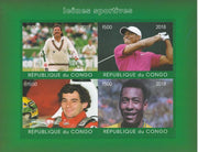 Congo 2018 Icons of Sport #1 (Botham,Tiger Woods, Senna & Pele) imperf sheetlet containing 4 values unmounted mint. Note this item is privately produced and is offered purely on its thematic appeal.