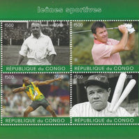 Congo 2018 Icons of Sport #2 (Bradman, Faldo, U Bolt & Babe Ruth) perf sheetlet containing 4 values unmounted mint. Note this item is privately produced and is offered purely on its thematic appeal.