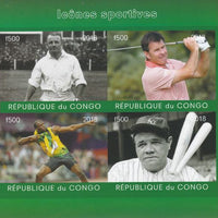Congo 2018 Icons of Sport #2 (Bradman, Faldo, U Bolt & Babe Ruth) imperf sheetlet containing 4 values unmounted mint. Note this item is privately produced and is offered purely on its thematic appeal.