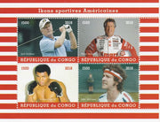 Congo 2018 Icons of American Sport #1 (Nicklaus,Andretti, M Ali & McEnroe) perf sheetlet containing 4 values unmounted mint. Note this item is privately produced and is offered purely on its thematic appeal.