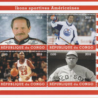 Congo 2018 Icons of American Sport #2 (NDale Earnhardt, Wayne Gretzky, M Jordan & Babe Ruth) perf sheetlet containing 4 values unmounted mint. Note this item is privately produced and is offered purely on its thematic appeal.
