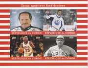 Congo 2018 Icons of American Sport #2 (NDale Earnhardt, Wayne Gretzky, M Jordan & Babe Ruth) imperf sheetlet containing 4 values unmounted mint. Note this item is privately produced and is offered purely on its thematic appeal.