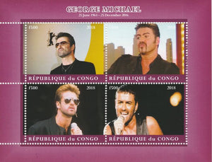 Congo 2018 George Michael #1 perf sheetlet containing 4 values unmounted mint. Note this item is privately produced and is offered purely on its thematic appeal.