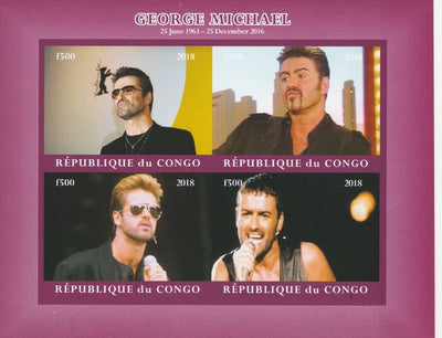 Congo 2018 George Michael #1 imperf sheetlet containing 4 values unmounted mint. Note this item is privately produced and is offered purely on its thematic appeal.