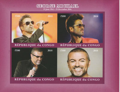 Congo 2018 George Michael #2 imperf sheetlet containing 4 values unmounted mint. Note this item is privately produced and is offered purely on its thematic appeal.