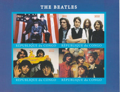 Congo 2018 The Beatles imperf sheetlet containing 4 values unmounted mint. Note this item is privately produced and is offered purely on its thematic appeal.