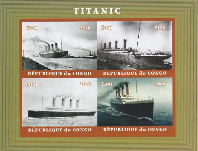 Congo 2018 The Titanic #1 imperf sheetlet containing 4 values unmounted mint. Note this item is privately produced and is offered purely on its thematic appeal.