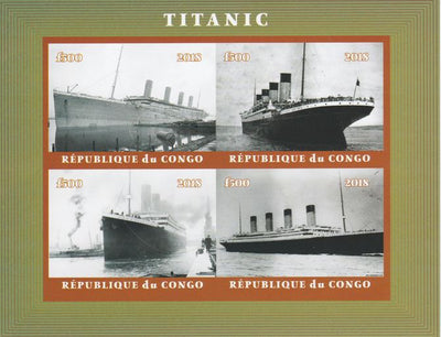 Congo 2018 The Titanic #2 imperf sheetlet containing 4 values unmounted mint. Note this item is privately produced and is offered purely on its thematic appeal.
