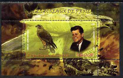 Congo 2009 John Kennedy & Marsh Harrier perf m/sheet unmounted mint