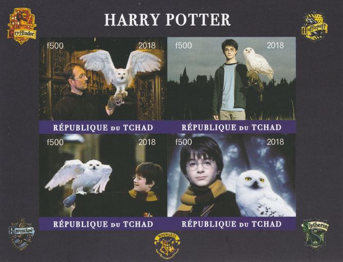 Chad 2018 Harry Potter #1 imperf sheetlet containing 4 values unmounted mint. Note this item is privately produced and is offered purely on its thematic appeal, it has no postal validity