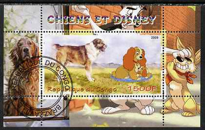Congo 2009 Disney Dogs #1 perf m/sheet fine cto used